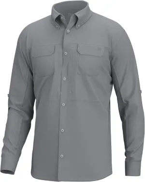 HUK Men's A1a Woven, Performance Long Sleeve Button