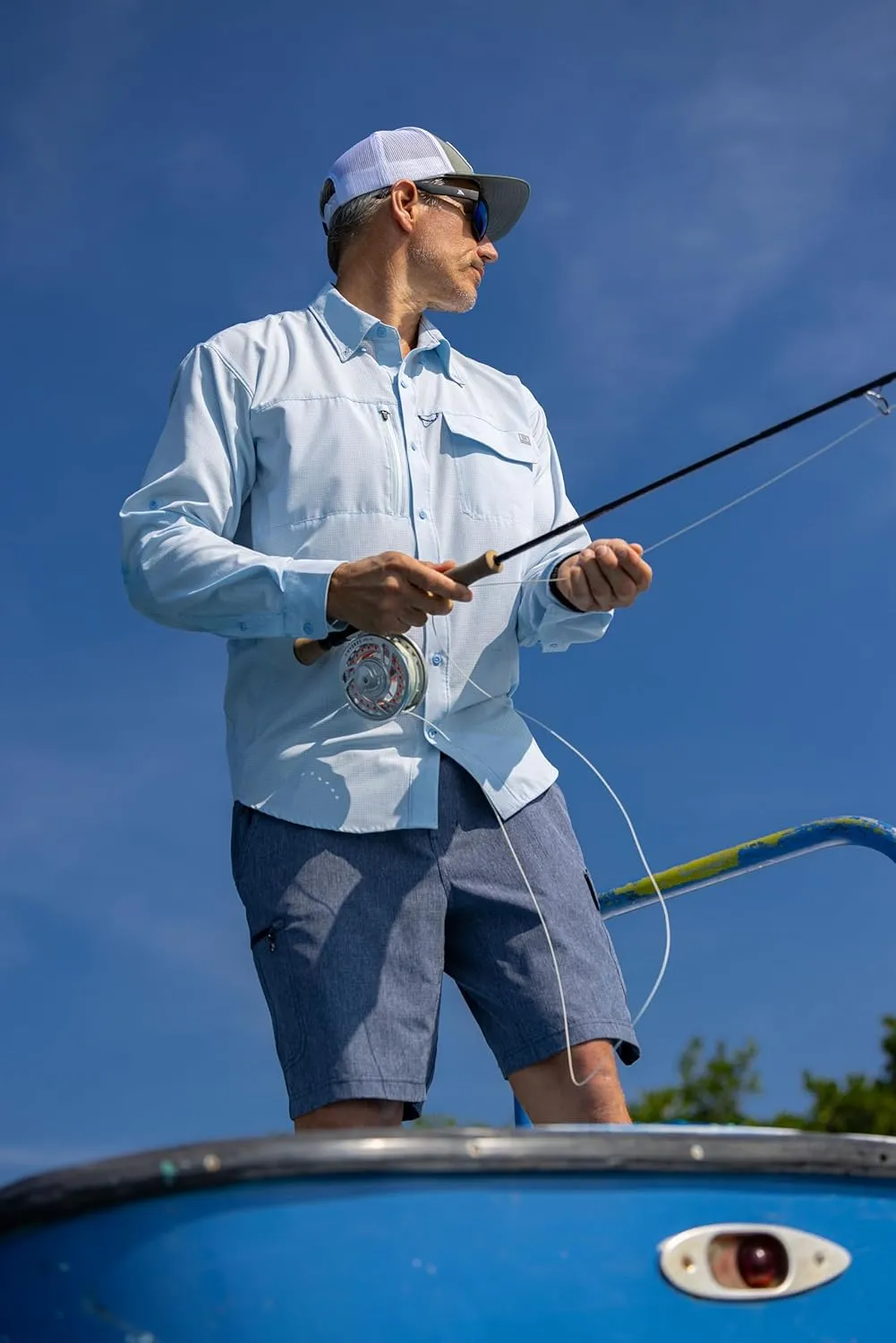 HUK Men's A1a Woven, Performance Long Sleeve Button