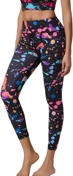 Hupplle 80s Leggings for Women 90s Neon Pants for Party High Waisted Buttery Soft Stretchy Yoga Workout Dance Tights