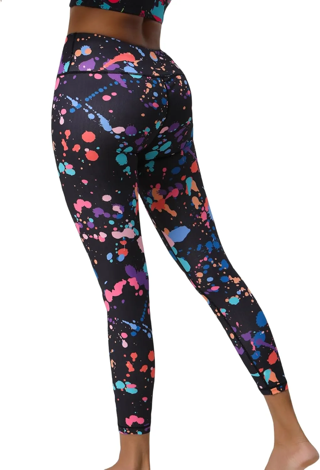 Hupplle 80s Leggings for Women 90s Neon Pants for Party High Waisted Buttery Soft Stretchy Yoga Workout Dance Tights