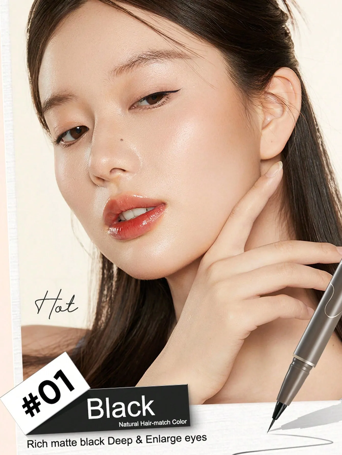 JUDYDOLL JUDYDOLL Slim Liquid Eyeliner 400mg, Brown, Ultra-Fine, Quick-Drying, Waterproof And Smudge-Proof Pen