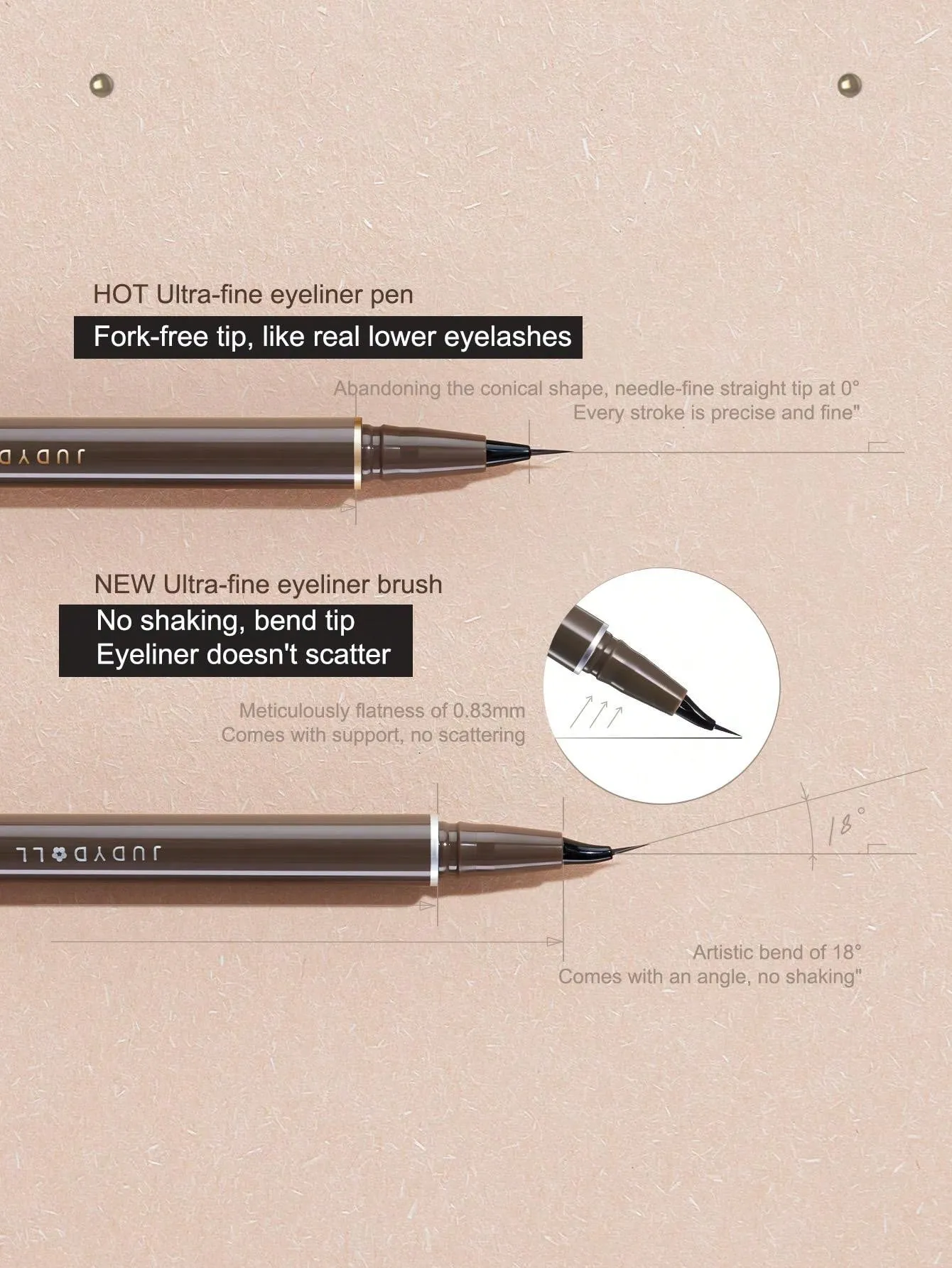 JUDYDOLL JUDYDOLL Slim Liquid Eyeliner 400mg, Brown, Ultra-Fine, Quick-Drying, Waterproof And Smudge-Proof Pen