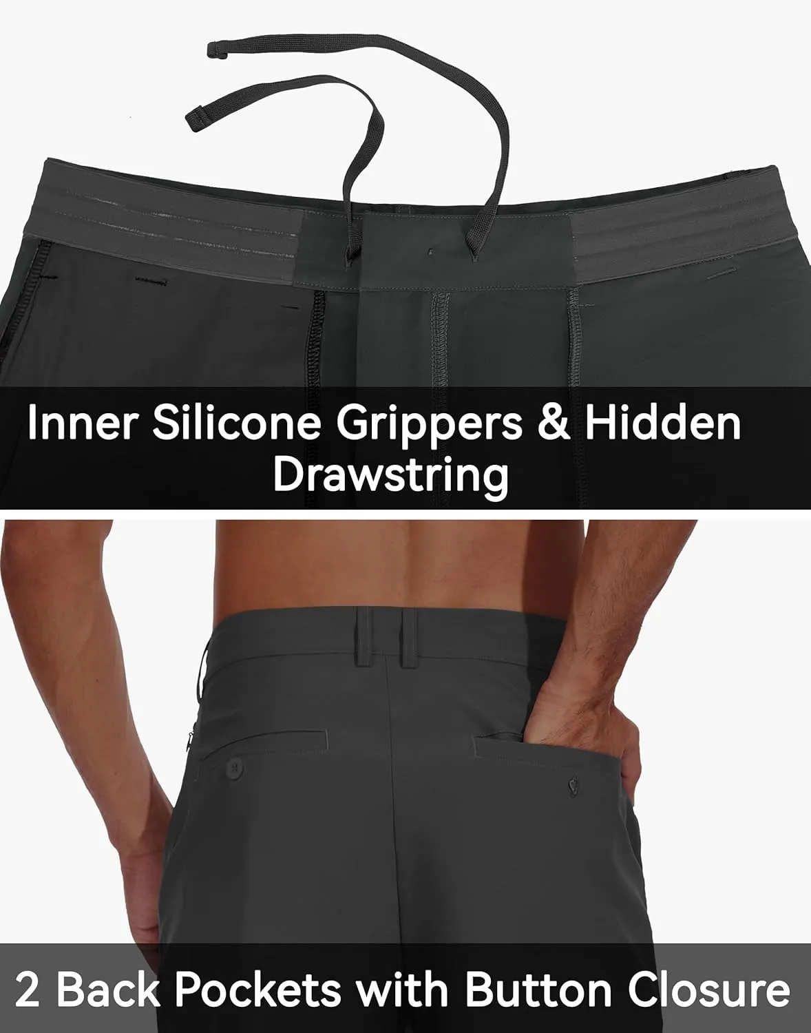 JWM Men's 11" Golf Shorts - Stretch Lightweight Hybrid Casual Dress Work Long Short with Zipper Pocket Flat Front Quick Dry