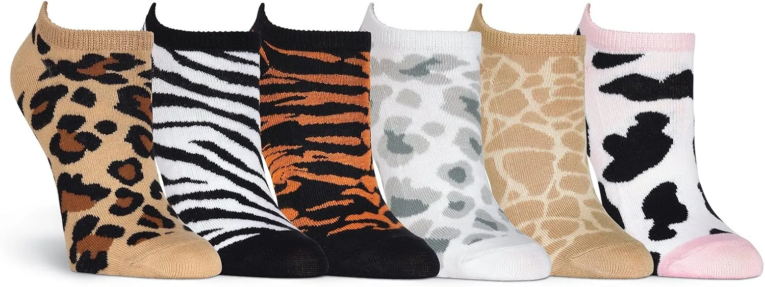 K. Bell Women's Fun Animal Low Cut Socks-6 Pairs-Cool & Cute Novelty Fashion No Show Gifts
