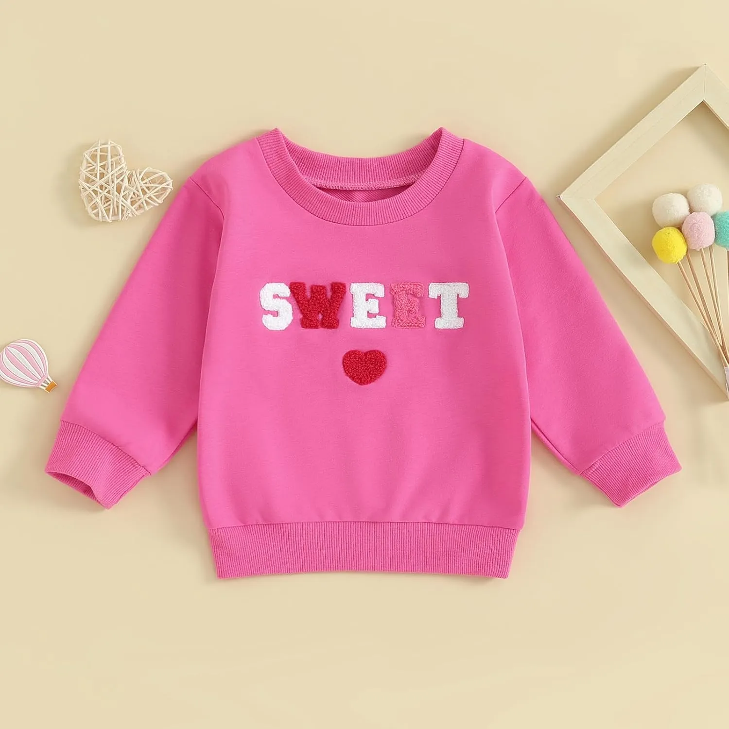 Kayotuas Toddler Girl Valentines Shirt Fuzzy Embroidered Letters Heart Sweatshirt Long Sleeve Crewneck Pullover Sweater Tops