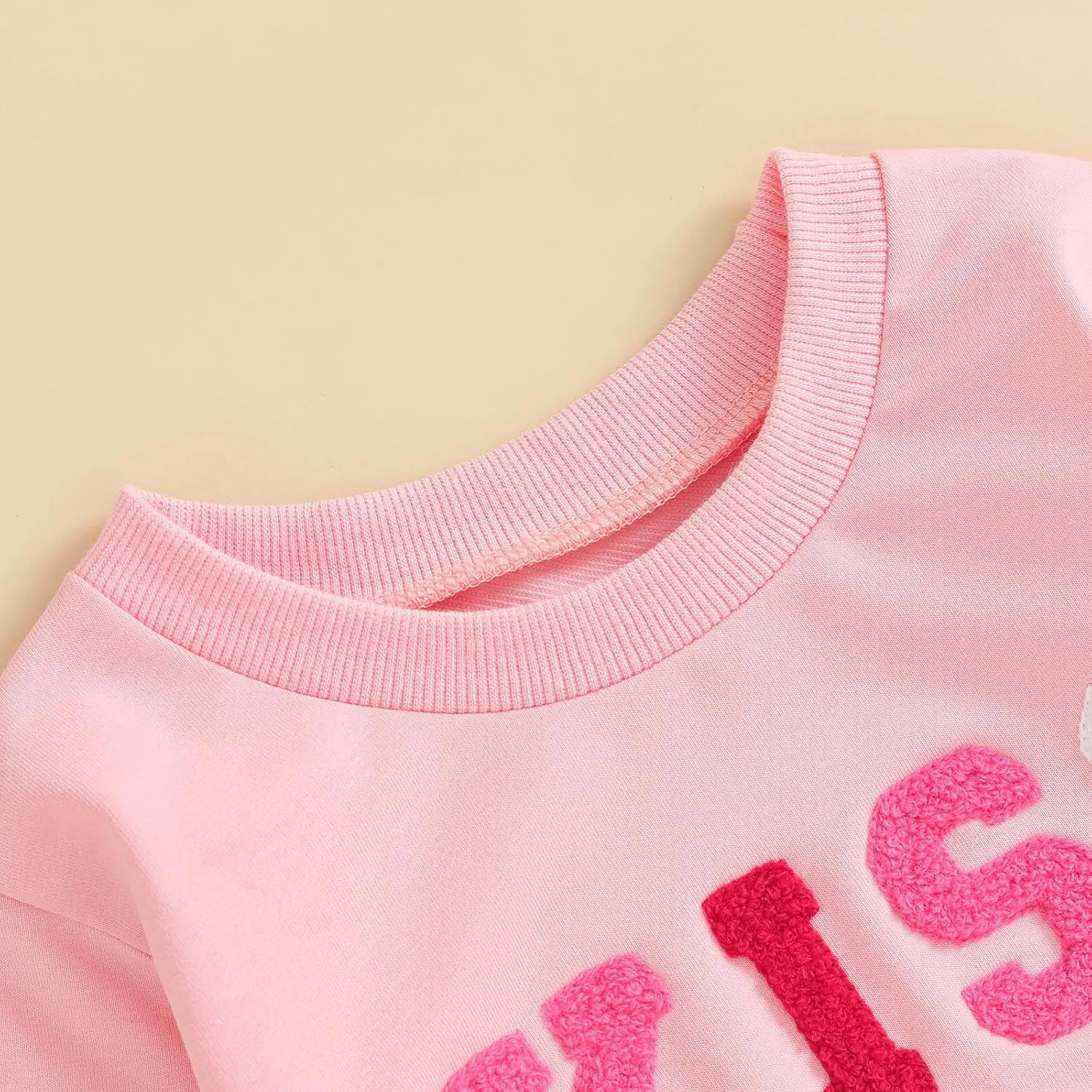 Kayotuas Toddler Girl Valentines Shirt Fuzzy Embroidered Letters Heart Sweatshirt Long Sleeve Crewneck Pullover Sweater Tops