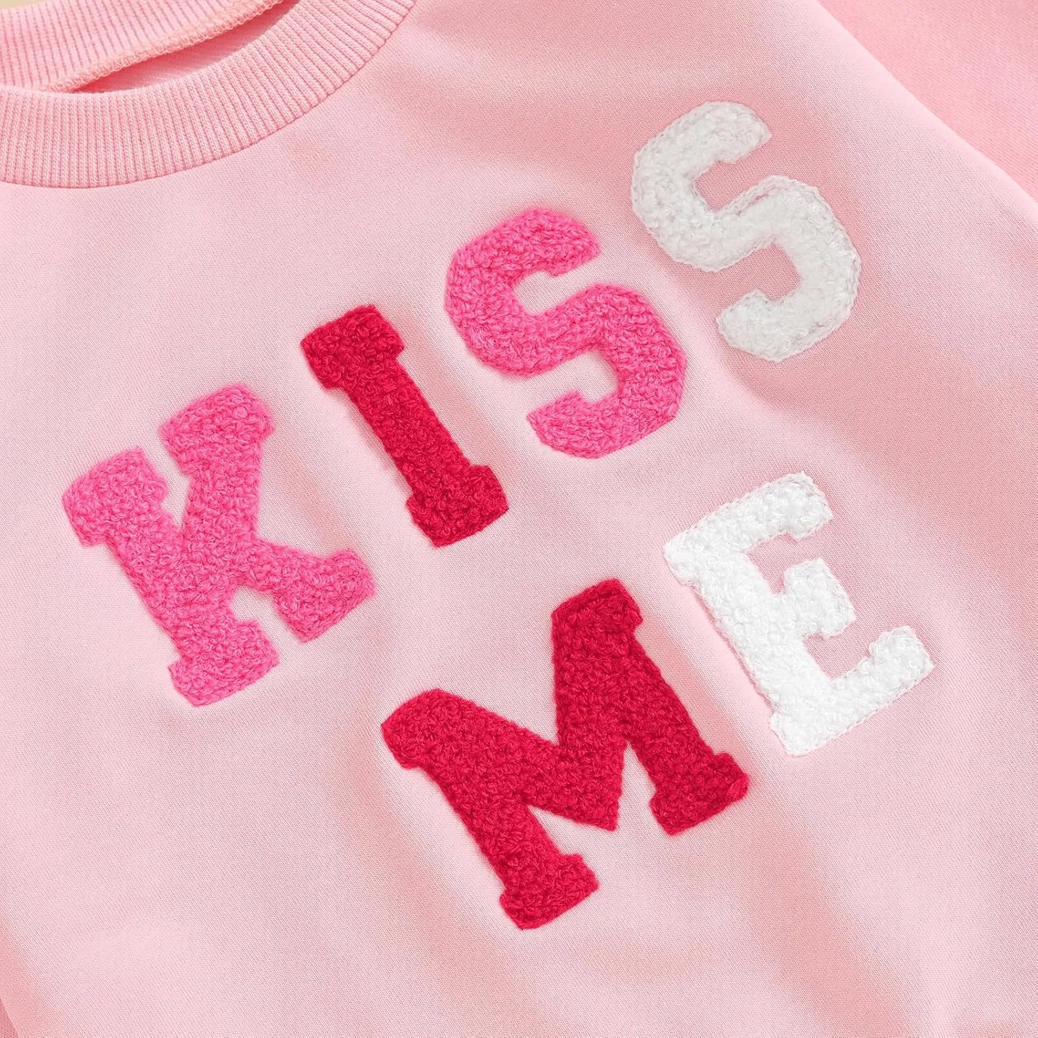 Kayotuas Toddler Girl Valentines Shirt Fuzzy Embroidered Letters Heart Sweatshirt Long Sleeve Crewneck Pullover Sweater Tops