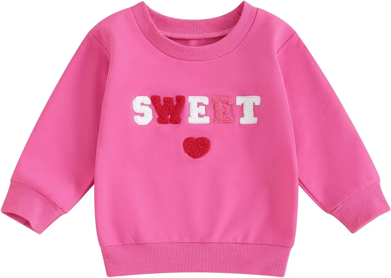 Kayotuas Toddler Girl Valentines Shirt Fuzzy Embroidered Letters Heart Sweatshirt Long Sleeve Crewneck Pullover Sweater Tops