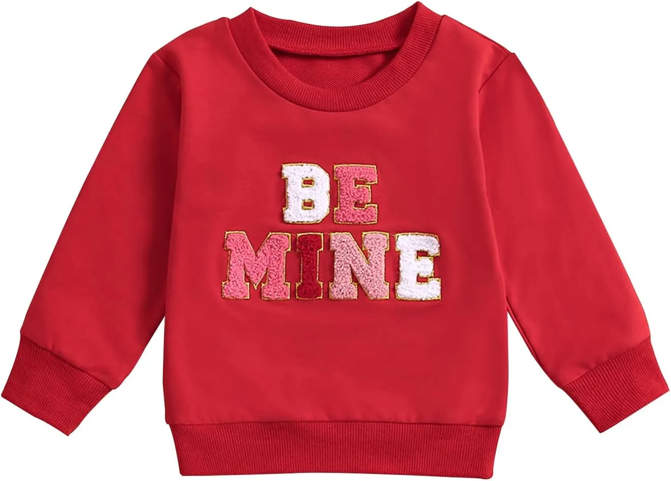 Kayotuas Toddler Girl Valentines Shirt Fuzzy Embroidered Letters Heart Sweatshirt Long Sleeve Crewneck Pullover Sweater Tops