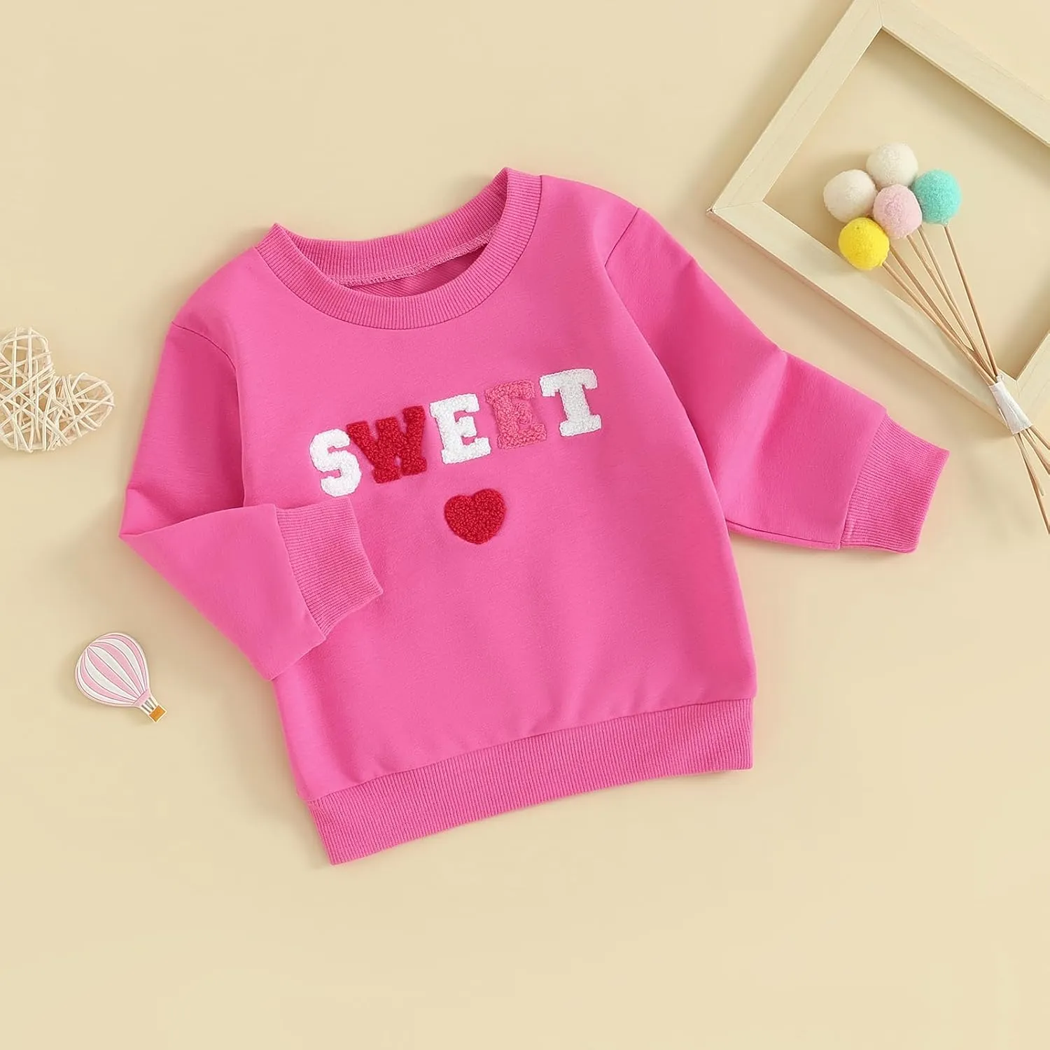 Kayotuas Toddler Girl Valentines Shirt Fuzzy Embroidered Letters Heart Sweatshirt Long Sleeve Crewneck Pullover Sweater Tops