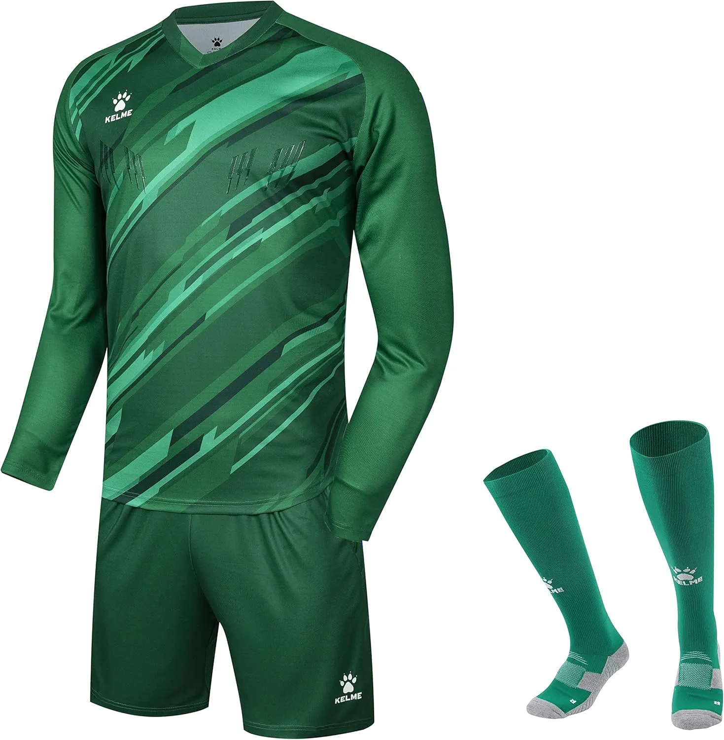 KELME Soccer Goalkeeper Jersey Pro Set Uniform - Padded Goalkeeper Shirt Shorts Socks - Men's Goalie Jersey Adults Kids
