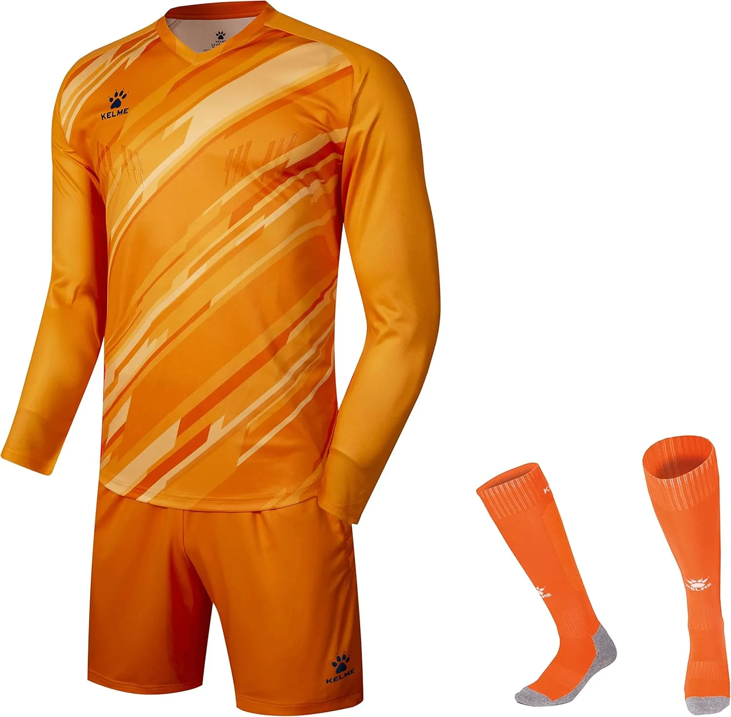 KELME Soccer Goalkeeper Jersey Pro Set Uniform - Padded Goalkeeper Shirt Shorts Socks - Men's Goalie Jersey Adults Kids