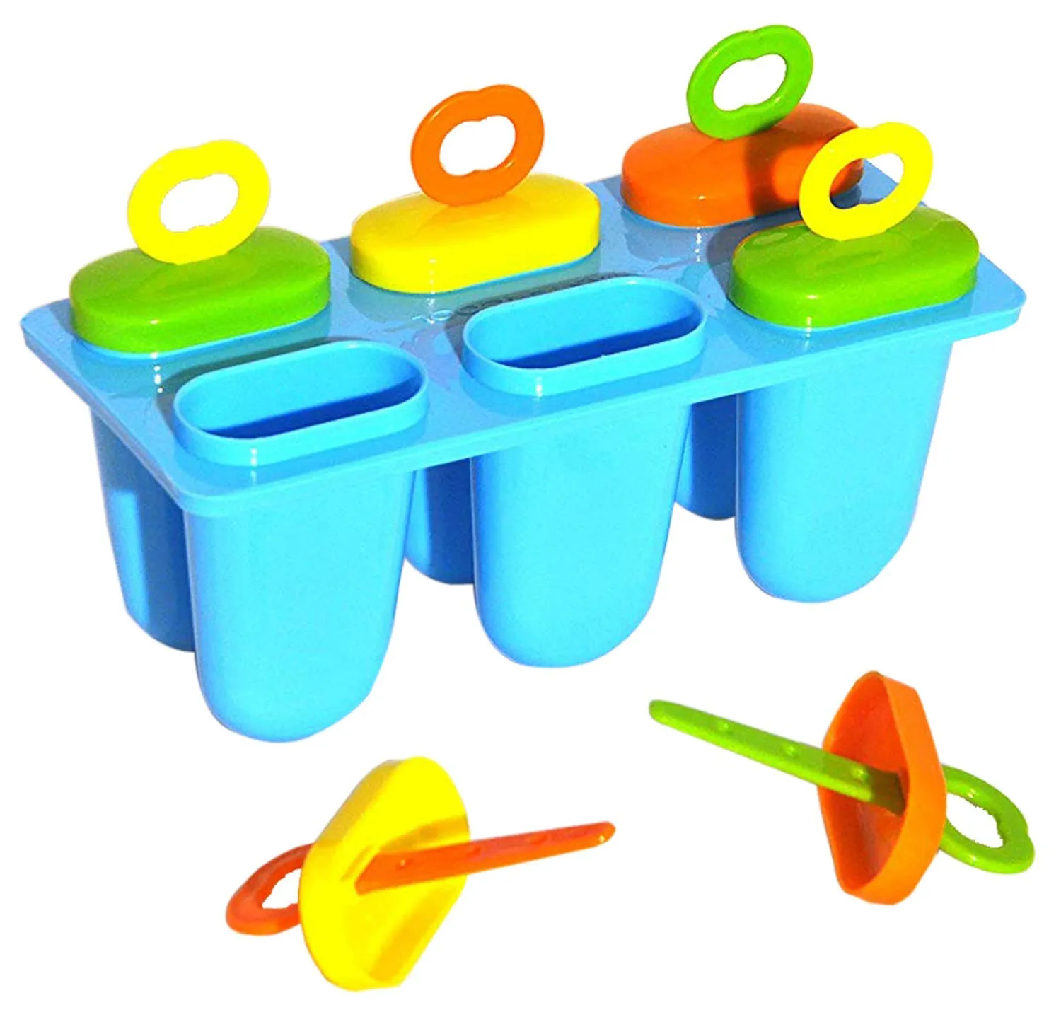 Kuber Industries Plastic Ice Candy Maker Kulfi Maker Moulds Set with 6 Cups (Multi) -CTKTC038131, Pack of 1