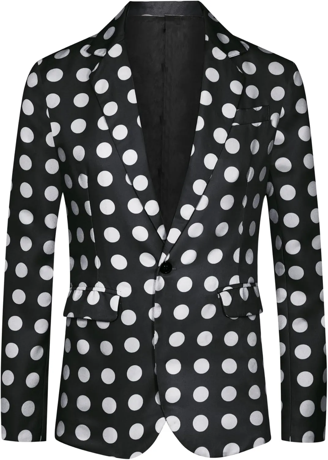 Lars Amadeus Blazers for Men's Polka Dots Blazer Notch Lapel One Button Polka Dots Pattern Sports Coat