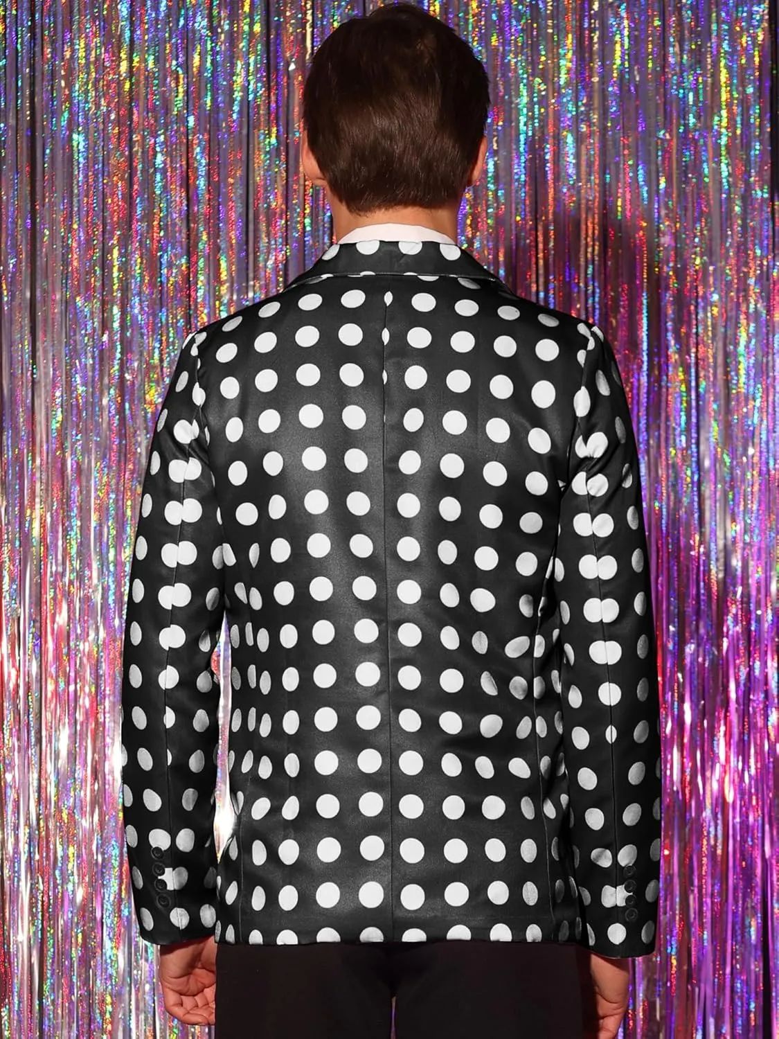 Lars Amadeus Blazers for Men's Polka Dots Blazer Notch Lapel One Button Polka Dots Pattern Sports Coat