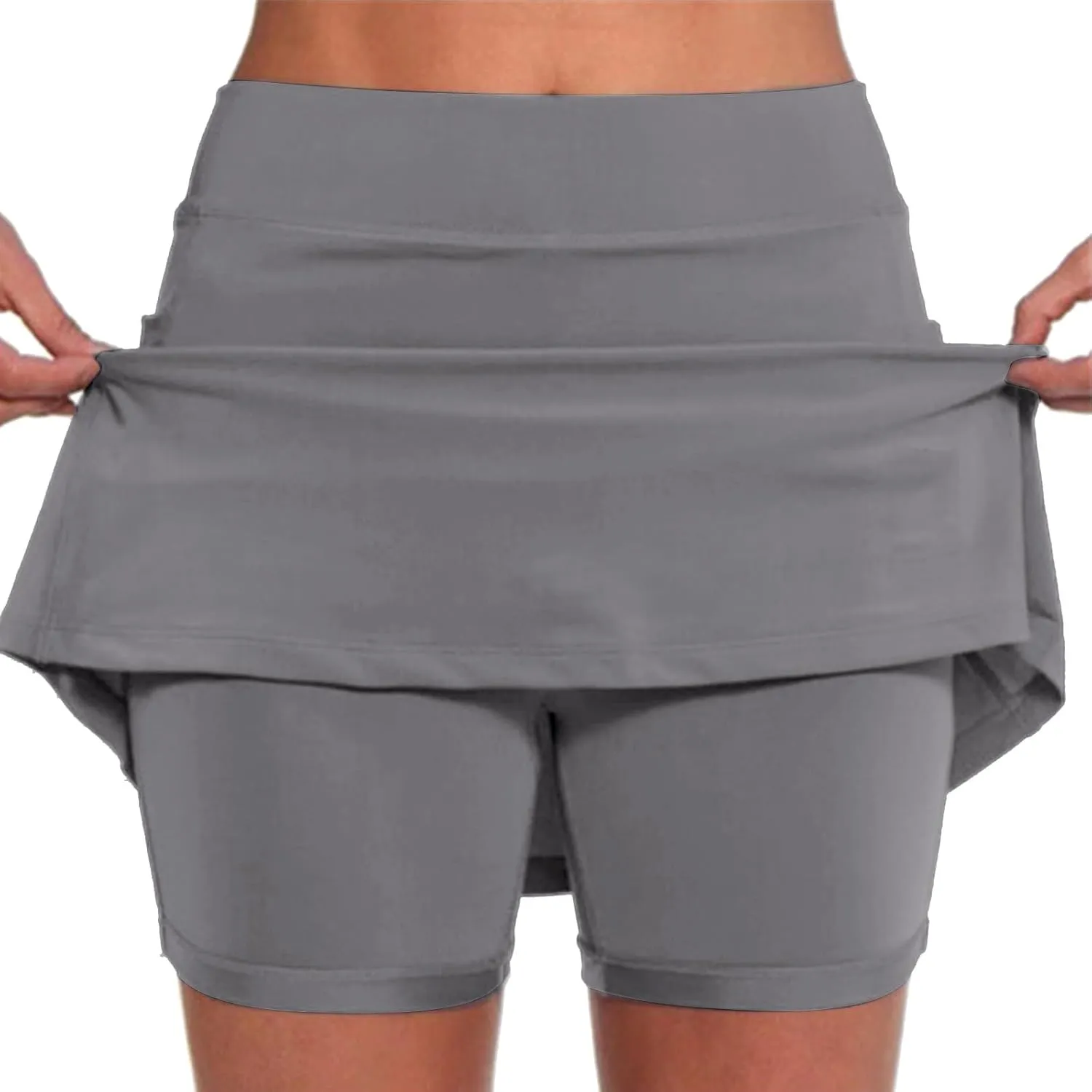LCMTWX Lightweight High Waist Mid Waist Culottes Short Skirts Skinny Pants High Waisted Pleated Sports Skort with Pockets