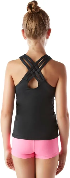 Liakada Girls Supportive Braided Tank Top with Integrated Bra Shelf Liner Dance, Gym, Yoga, Cheer!