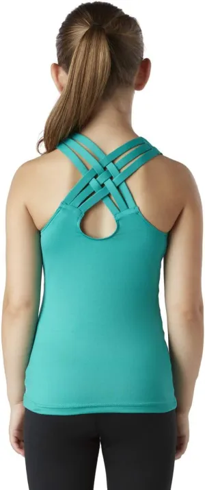 Liakada Girls Supportive Braided Tank Top with Integrated Bra Shelf Liner Dance, Gym, Yoga, Cheer!