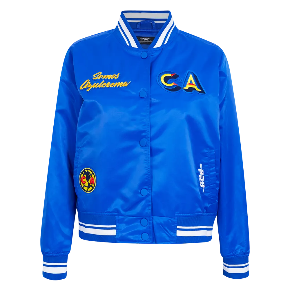 LIGA MX CLUB AMERICA STADIUM WOMEN'S RIB SATIN JACKET - V2 (ROYAL BLUE)