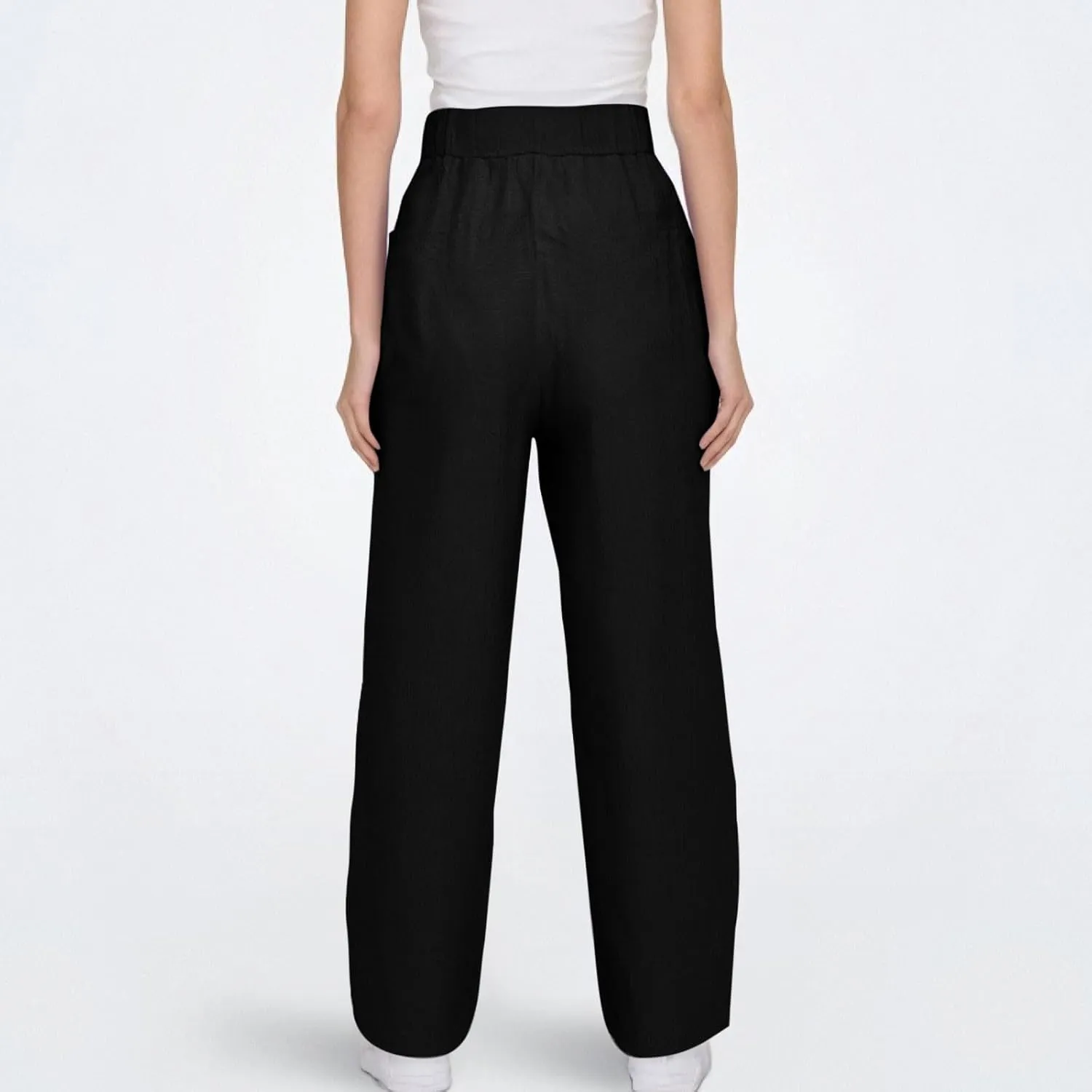 Linen Pants Women Summer Casual Cotton Linen Pants High Waisted Drawstring Lounge Pants Beach Trousers