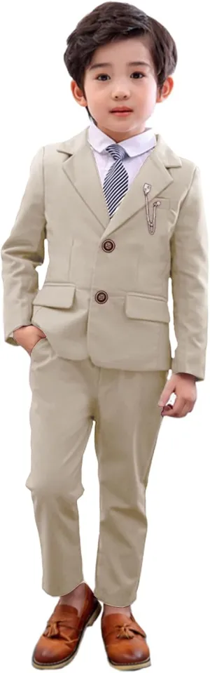 LOLANTA Boys Suit 2PCs Tuxedo Jacket Formal Wedding Ring Bearer Outfit, Birthday Proms Dinner Blazers