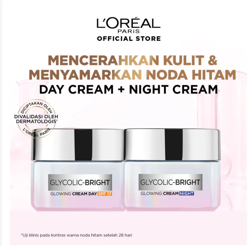 L'Oreal Paris Glycolic Bright Kit - Paket Mencerahkan Kulit dan Menyamarkan Noda Hitam