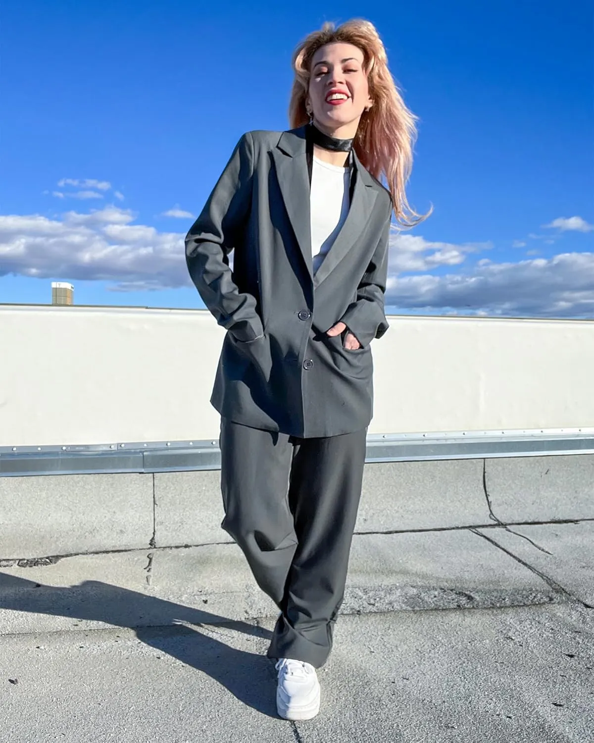 luvamia 2 Piece Outfits for Women Dressy Blazer Jackets High Waisted Straight Leg Pants Suits Set Business Casual Office