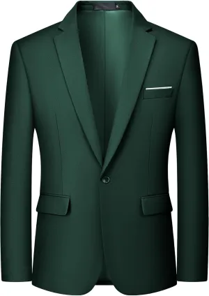 MAGE MALE Men's One Button Blazer Casual Solid Color Suit Jacket Slim Fit Lightweight Sport Coats Blazers