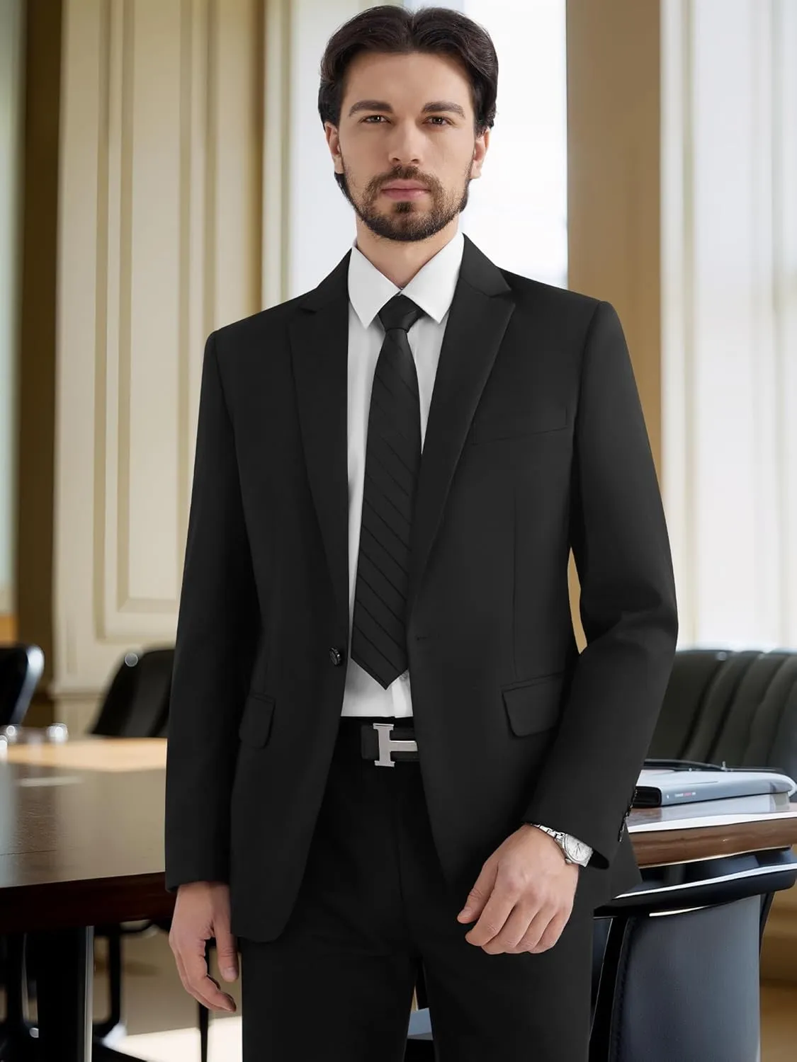 MAGE MALE Men's One Button Suit Jacket Elegant Solid Color Blazers Slim Fit Lightweight Sport Coats Blazer