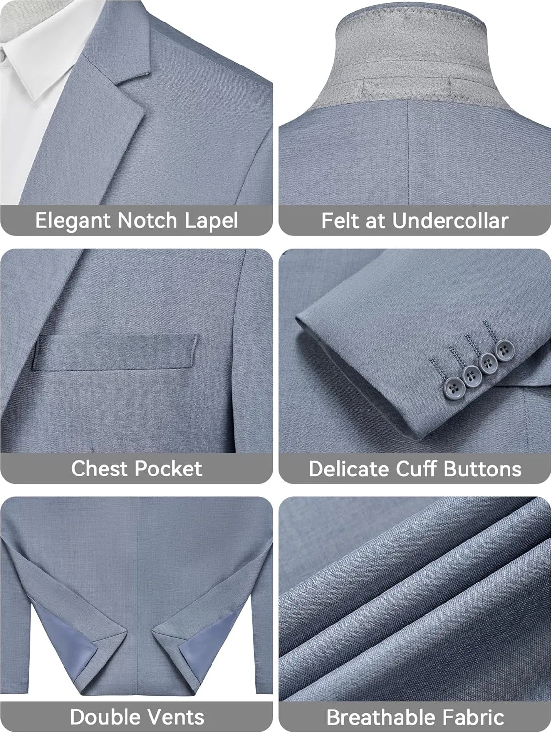 MAGE MALE Men's One Button Suit Jacket Elegant Solid Color Blazers Slim Fit Lightweight Sport Coats Blazer