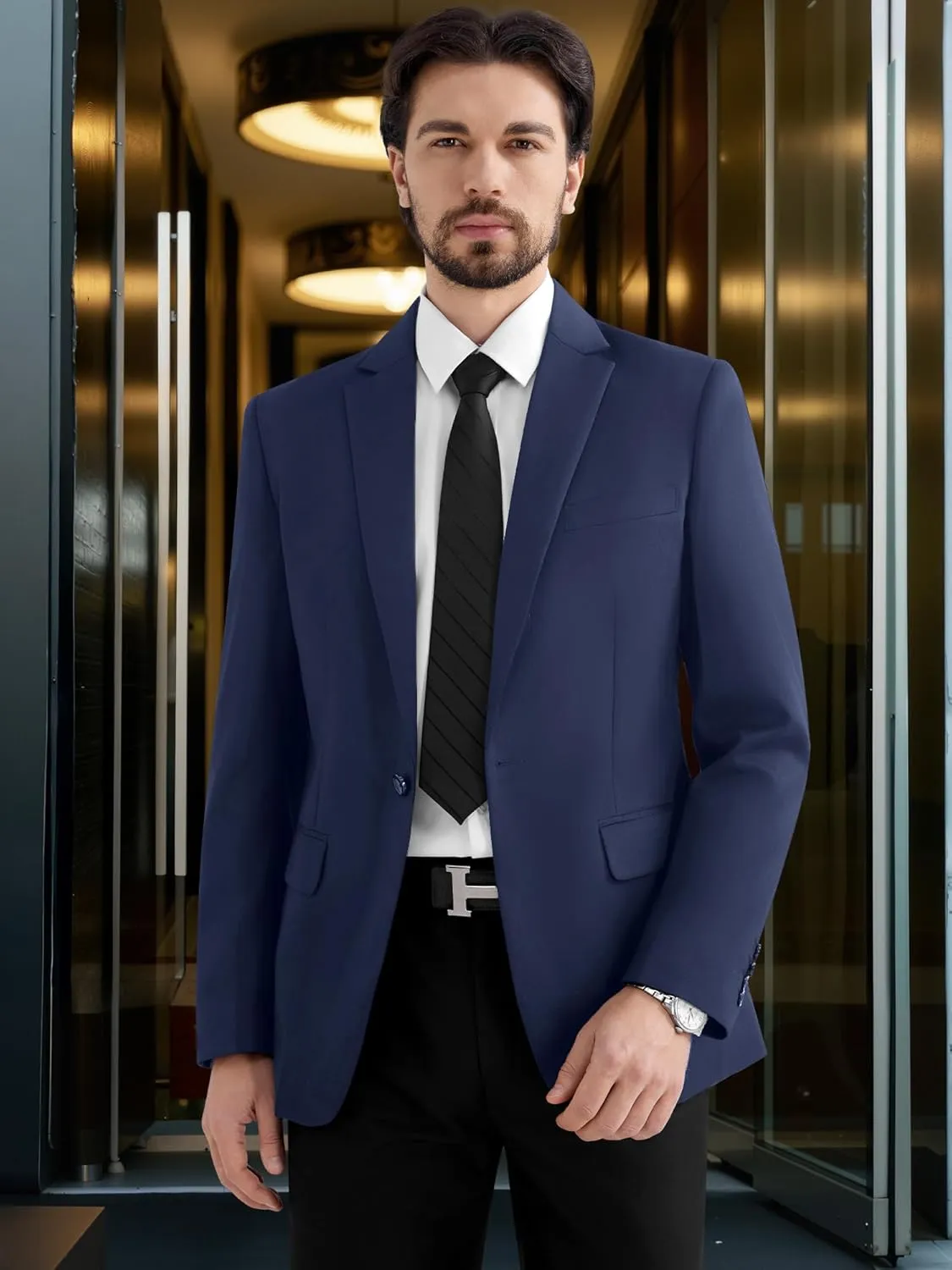 MAGE MALE Men's One Button Suit Jacket Elegant Solid Color Blazers Slim Fit Lightweight Sport Coats Blazer