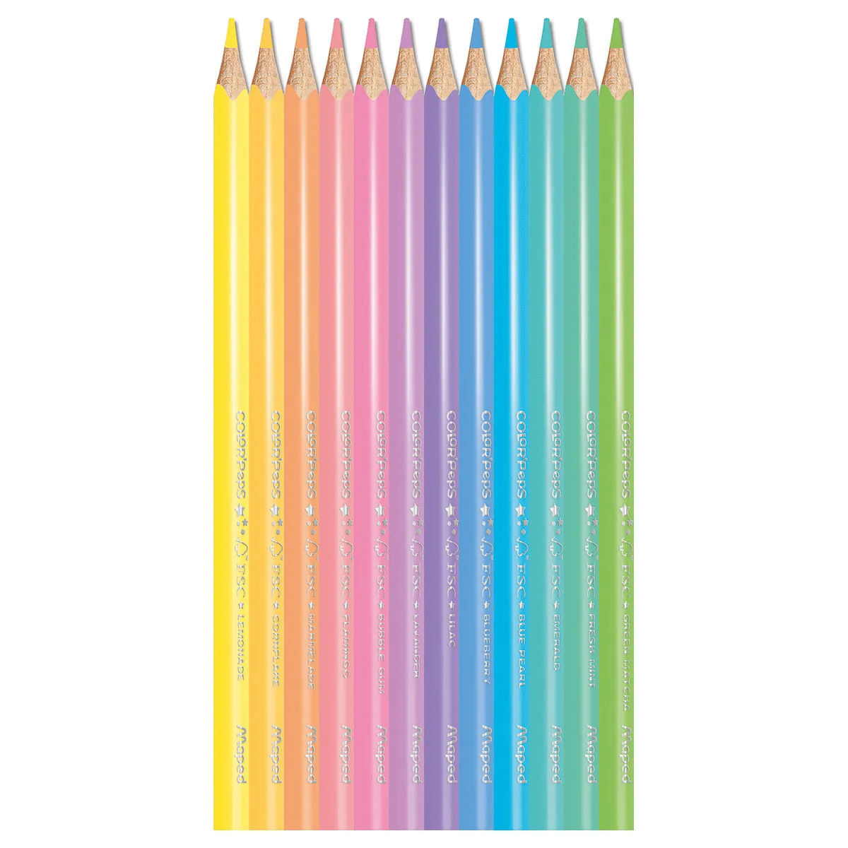 Maped Color'Peps Pastel Wood Coloured Pencils (12 Pack)