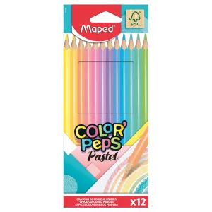 Maped Color'Peps Pastel Wood Coloured Pencils (12 Pack)