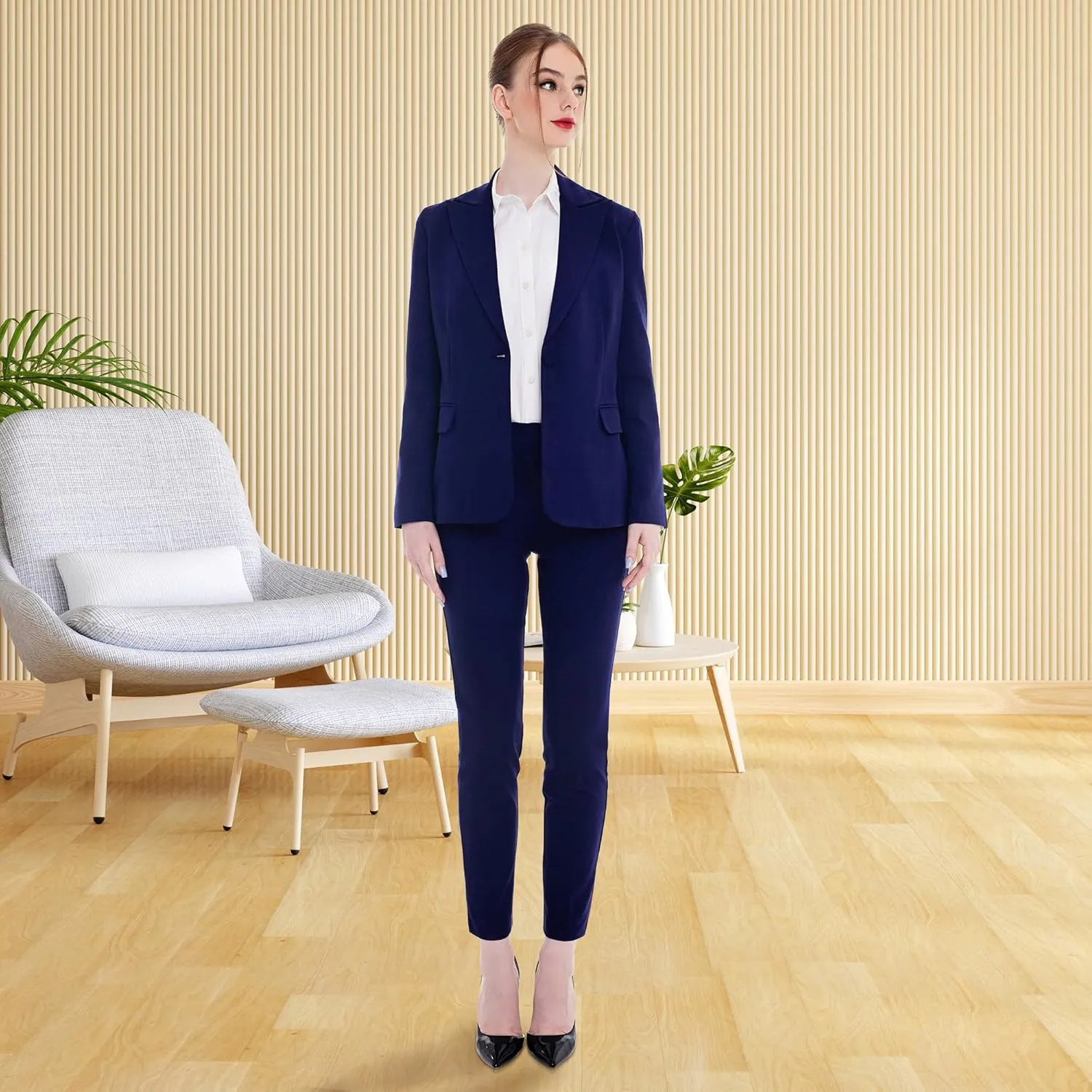 Marycrafts Women's Pant Suits Set  Professional Business Suiting Blazer and Pants 2 Piece Outfit