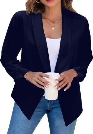 MAYRAIN Womens Summer Lapel Collar Cardigan Jacket Long Sleeve Office Formal Fit Blazers Casual Stretch Outfits Suit