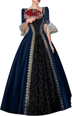 Medieval Dress for Women Plus Size Victorian Medieval Renaissance Ball Gown Costumes Halloween Gothic Witch Dress