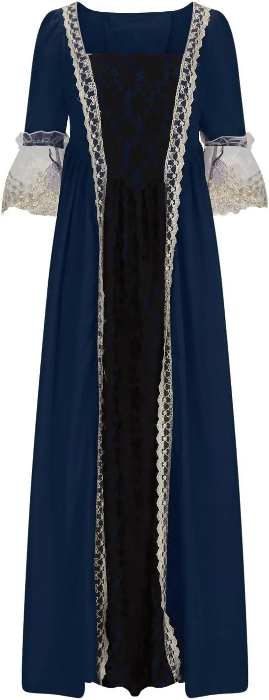Medieval Dress for Women Plus Size Victorian Medieval Renaissance Ball Gown Costumes Halloween Gothic Witch Dress