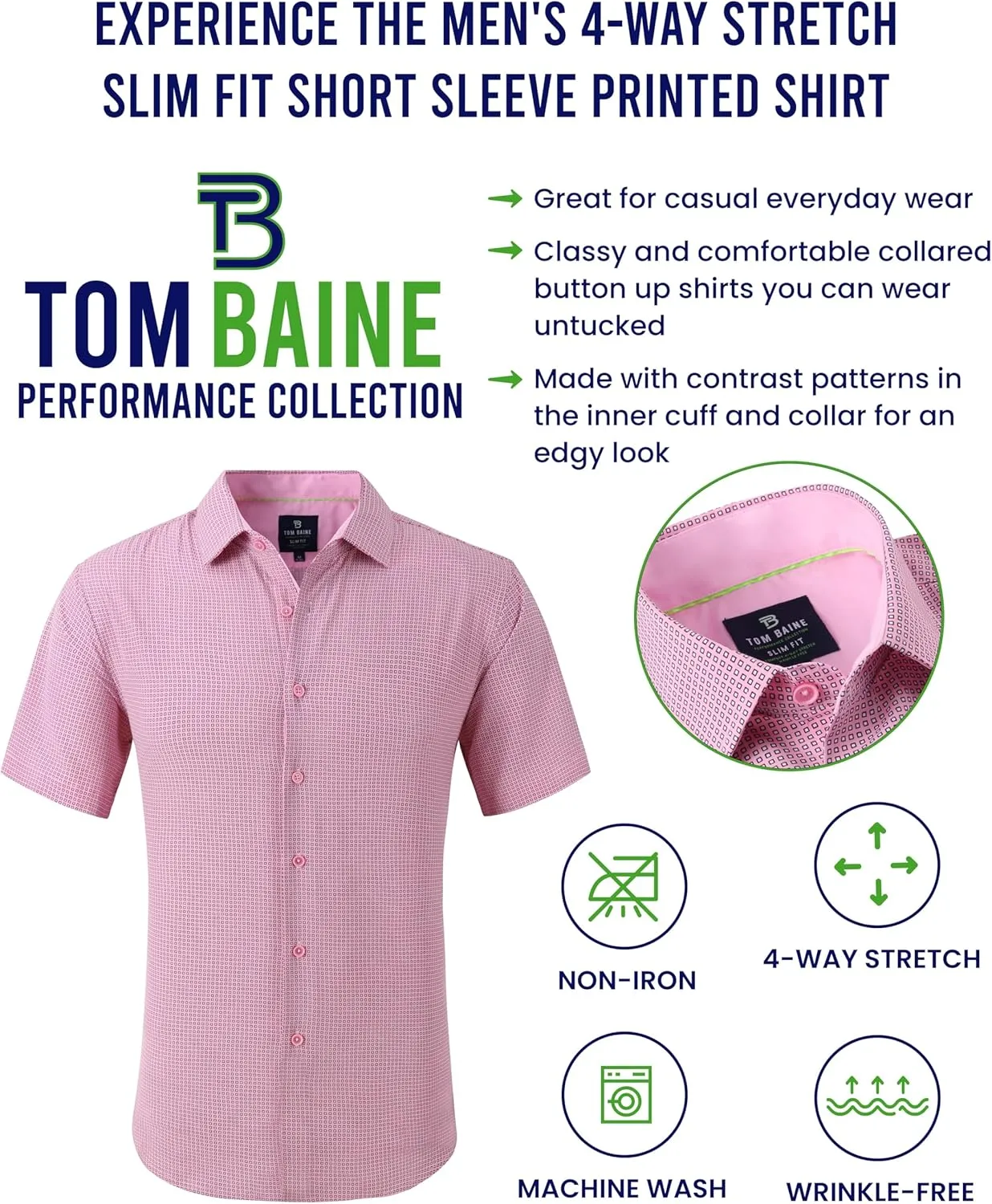 Men Slim Fit Performance Short Sleeve Solid
