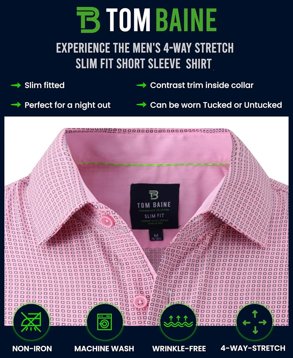 Men Slim Fit Performance Short Sleeve Solid