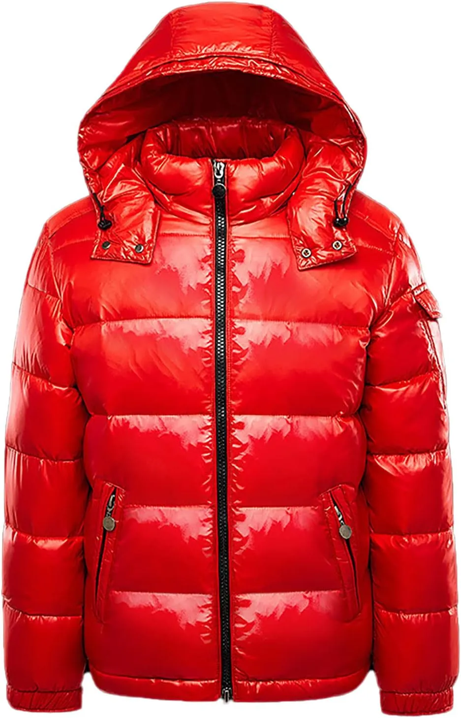 Men's Down Puffer Jacket Lightweight Winter Coats Warm Quilted Bubble Padded Hood Coat Waterproof Puffer Jacket
