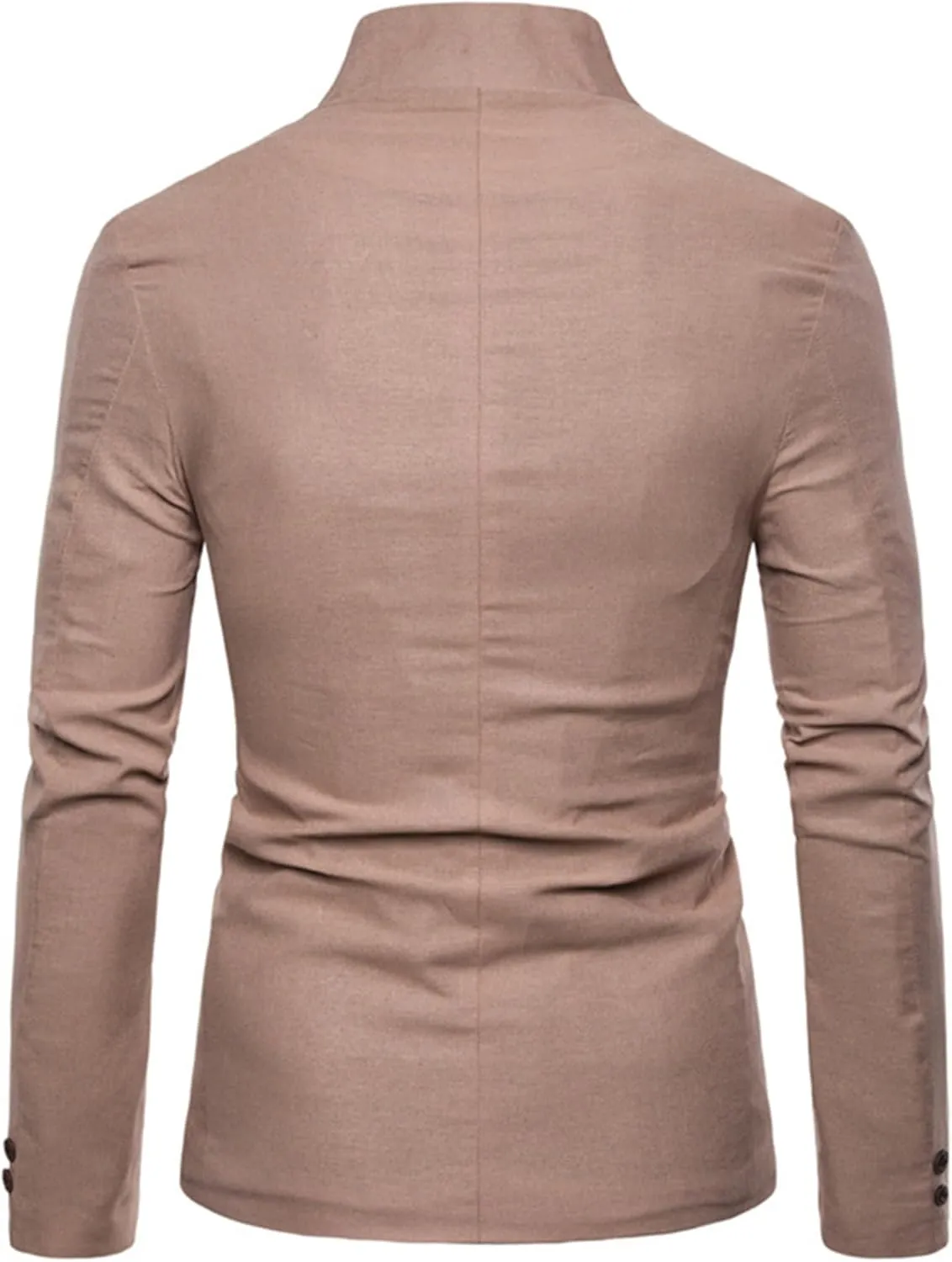 Mens Slim Fit Blazer Jacket Button Stand Collar Solid Suit Coats Casual Business Dress Blazer Coat