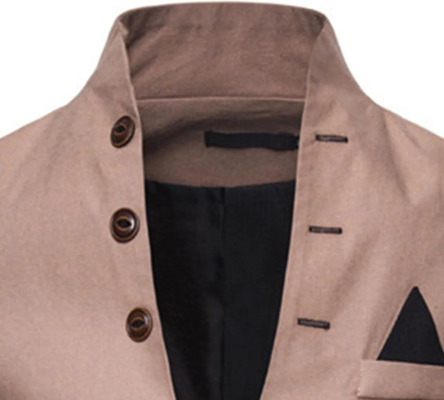 Mens Slim Fit Blazer Jacket Button Stand Collar Solid Suit Coats Casual Business Dress Blazer Coat