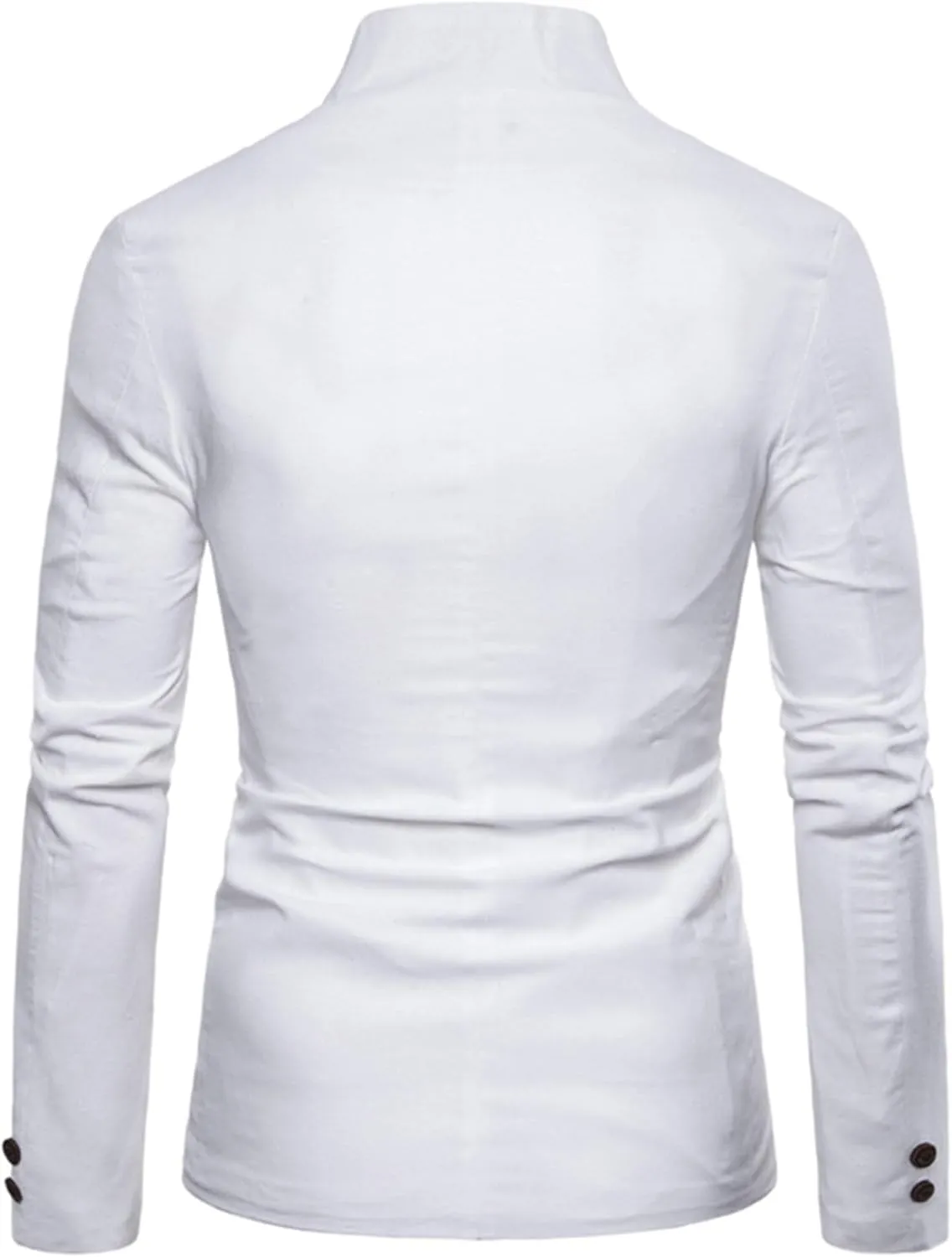 Mens Slim Fit Blazer Jacket Button Stand Collar Solid Suit Coats Casual Business Dress Blazer Coat