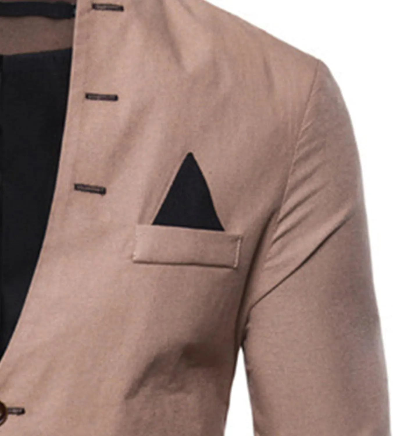 Mens Slim Fit Blazer Jacket Button Stand Collar Solid Suit Coats Casual Business Dress Blazer Coat