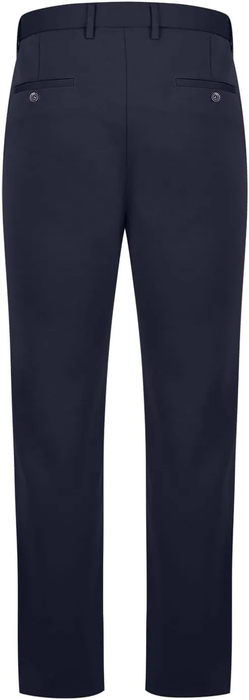 Men's Thicken Dress Pants Flat Front Slim Fit Business Work Pant Casual Straight Leg Suit Trousers with Pockets