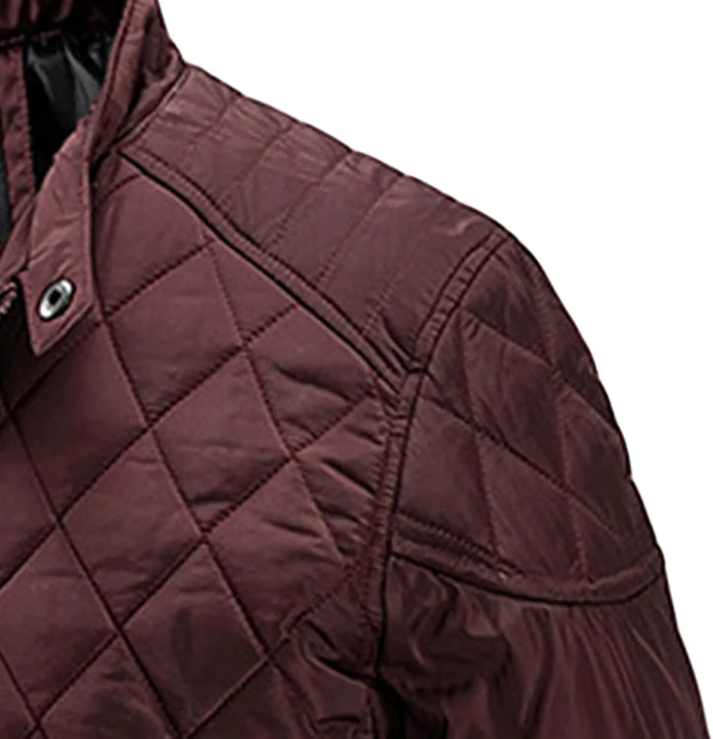Men's Thin Casual Cotton Jacket Male Diamond Quilted Bike Outwear Men Stand Collar Zip Warm Padded Coats