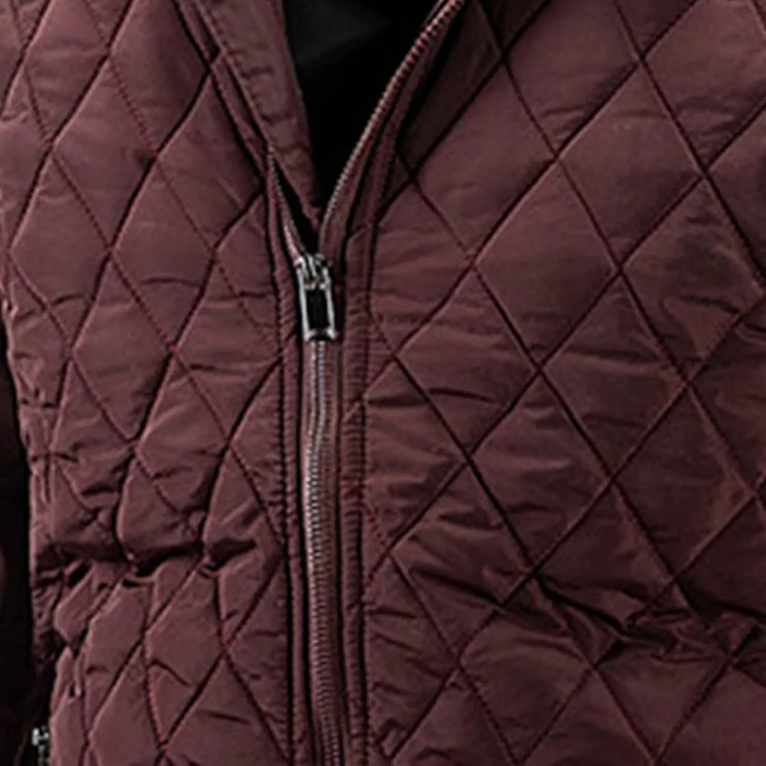 Men's Thin Casual Cotton Jacket Male Diamond Quilted Bike Outwear Men Stand Collar Zip Warm Padded Coats