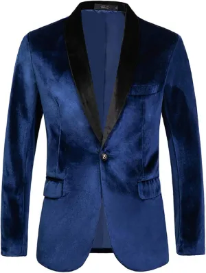 Men's Velvet Sport Coats Blazers Slim Fit Tuxedo Shawl Lapel Suits Blazer for Men Autumn Winter Spring