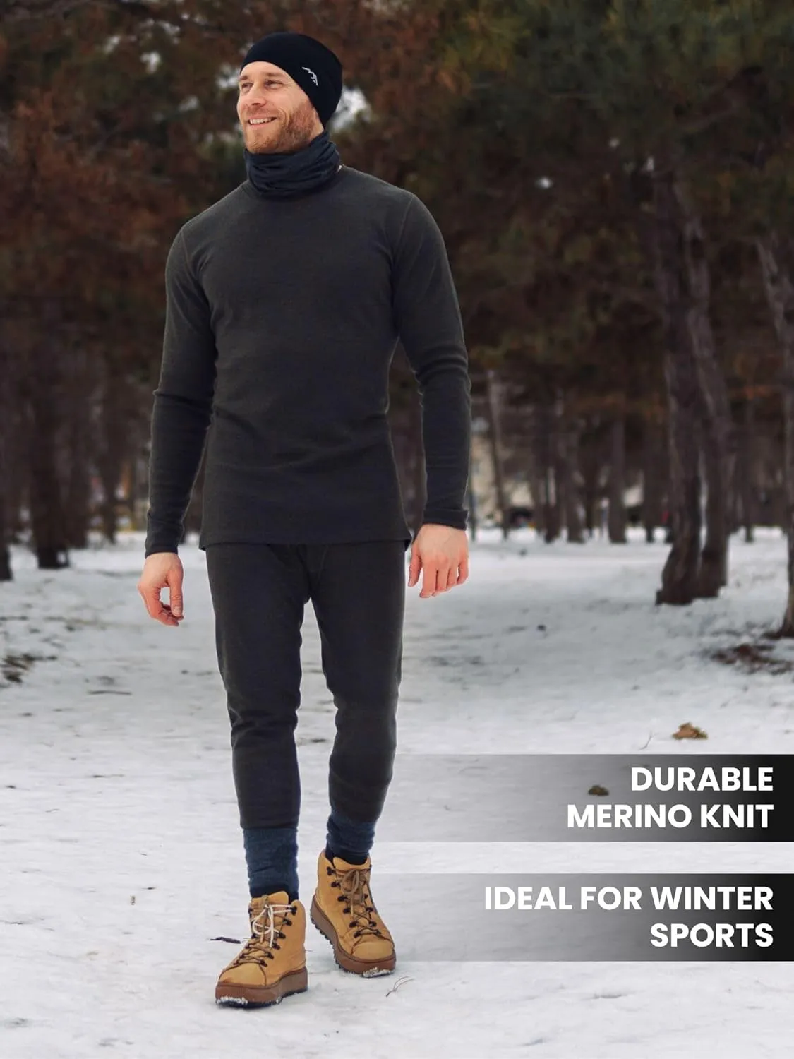 Merino Wool Base Layer Mens Bottom Pants 100% Merino Wool Heavyweight, Midweight, Lite Thermal Underwear Long Johns and Socks