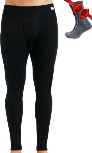 Merino Wool Base Layer Mens Bottom Pants 100% Merino Wool Heavyweight, Midweight, Lite Thermal Underwear Long Johns and Socks